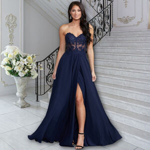 $199 NWT PromGirl Sweetheart Dress with Removeable Straps in Neptune Blue size 6